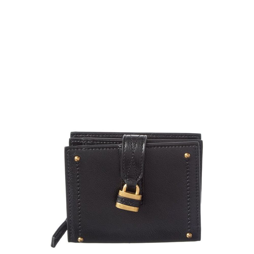 Chloé Paddington Square Leather Card Case, Black